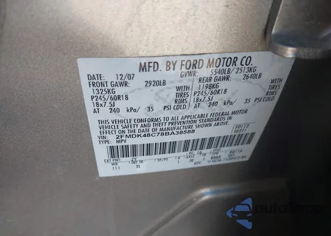 2008 Ford Edge Sel z USA, uszkodzony, nr VIN 2FMDK48C78BA38588